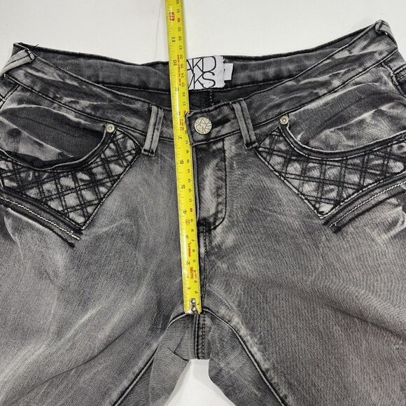AKADEMIKS Black Wash Distressed Skinny Jeans Size 7 Low-Rise Embroidered Hip-Hop - Picture 15 of 16